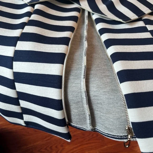 Gracia Navy and White Striped Peplum Top with Statement Collar - Picture 6 of 7
